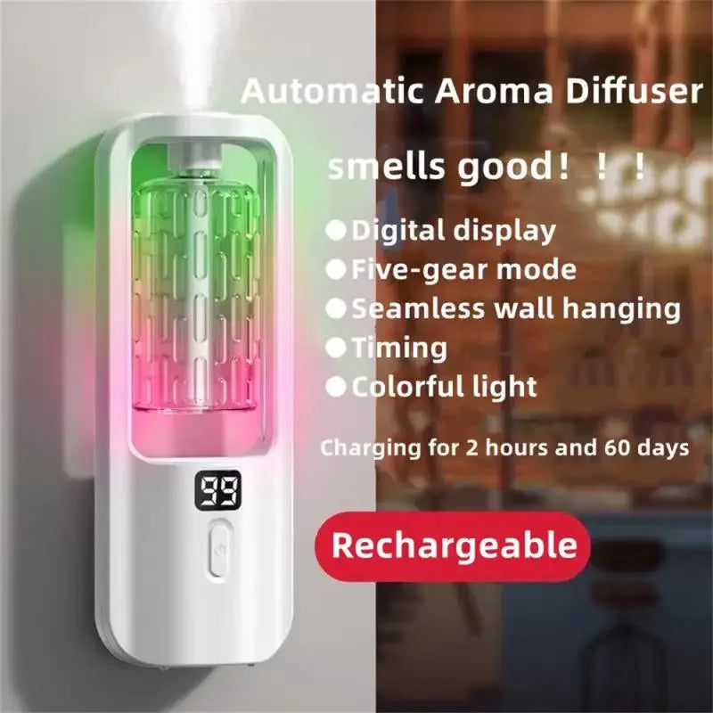 Wall-mounted Oil Aromatherapy Machine Air Purifying Automatic  Diffuser Toilet Deodorization Fragrance Humidifier Colorful Night