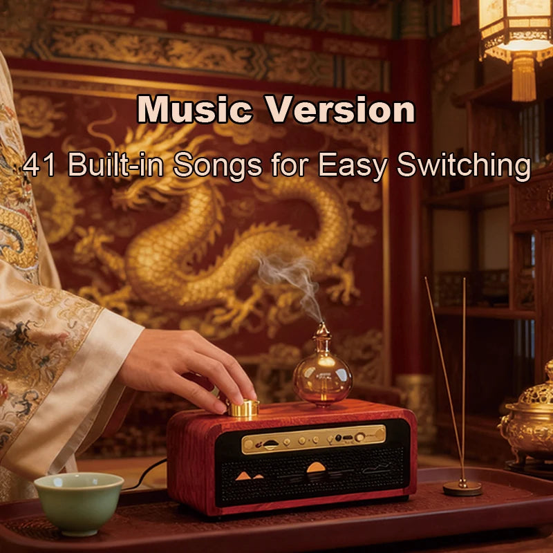 Retro Music Aroma Diffuser Essential Oil Air Freshener Long Lasting Fragrance 41 Built in Songs Rainbow Breathing Night Light