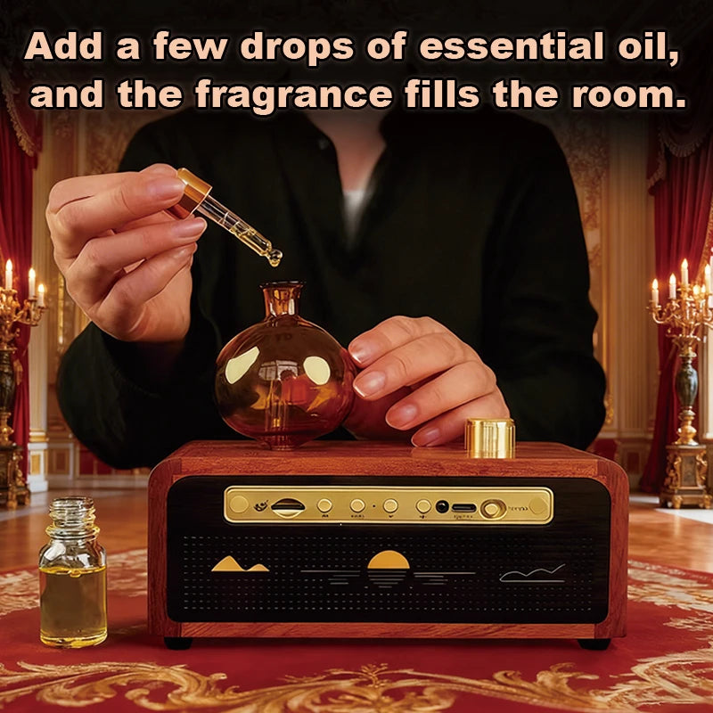 Retro Music Aroma Diffuser Essential Oil Air Freshener Long Lasting Fragrance 41 Built in Songs Rainbow Breathing Night Light